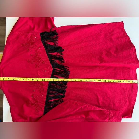 Vintage 90s gordon and james red tassel fringe Western Cowboy Embroidered Shirt - Picture 12 of 12